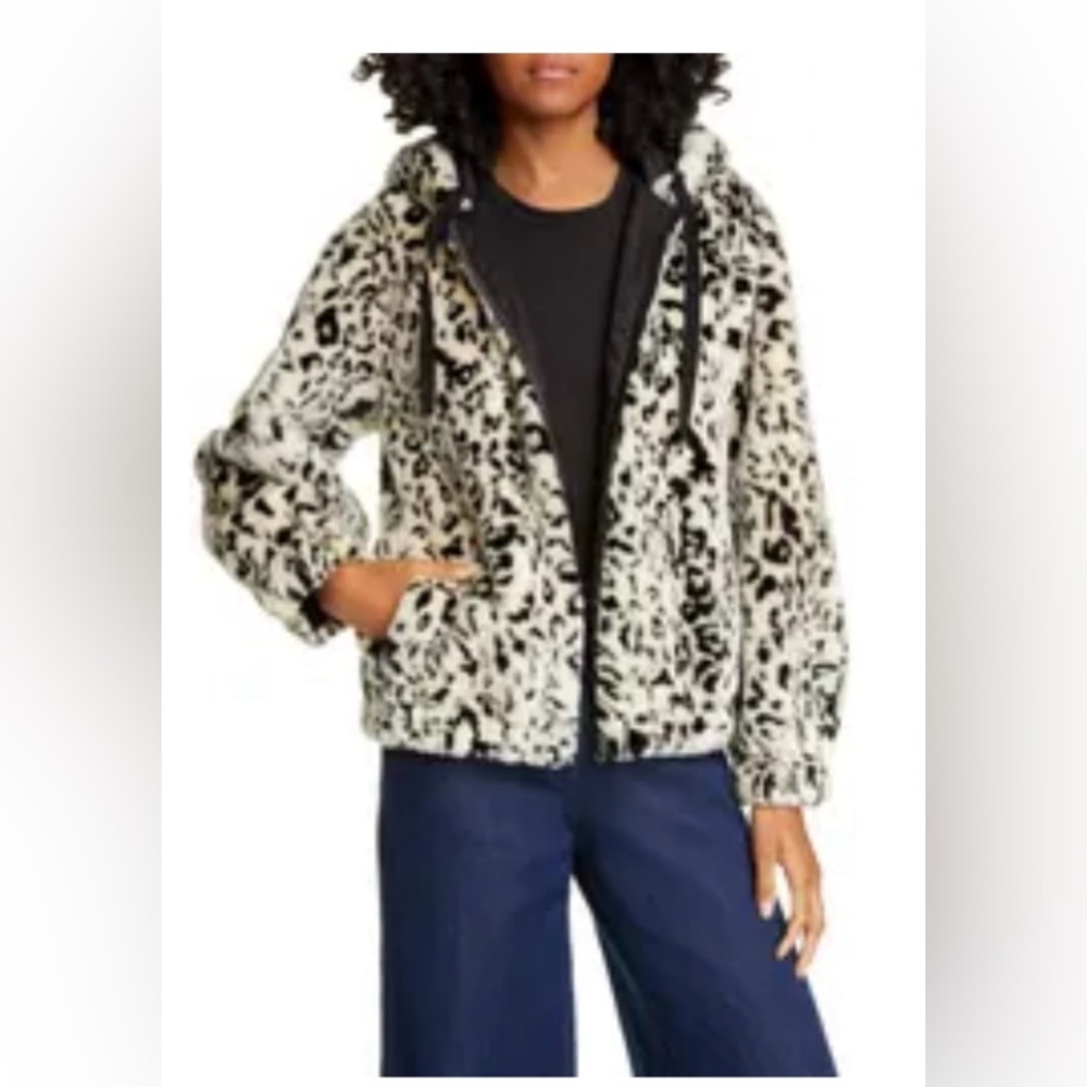 🆕Women’s LA VIE Rebecca Taylor Faux Lynx Fur Bomber Jacket. Size XL. NWT